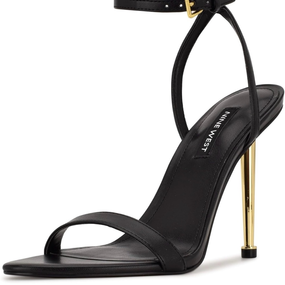 Nine West Black and Gold Heeled Sandals